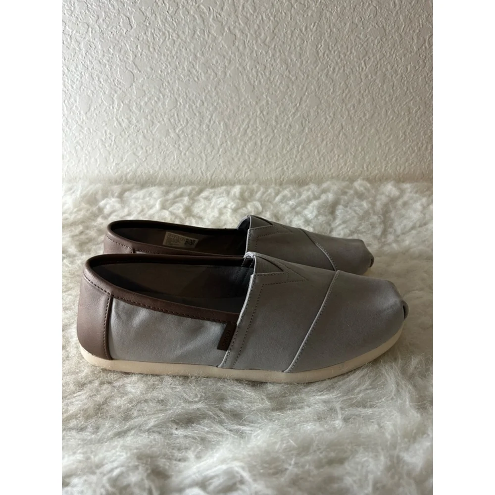 TOMS Alpargata Cloudbound Grey Canvas Slip on Shoes with Brown Trim Men Size 9